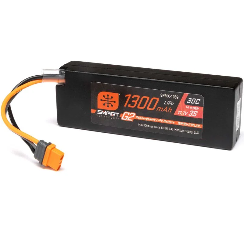 11.1V 1300mAh 3S 30C Smart G2 LiPo Battery: IC2 SPMX-1089
